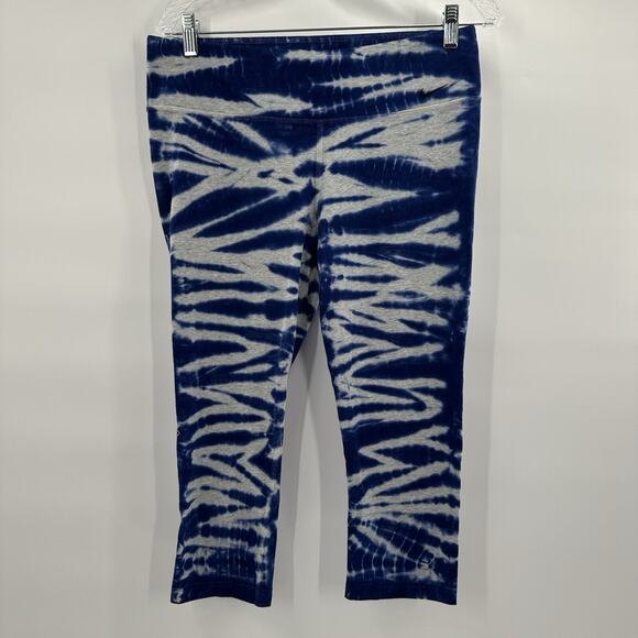 Nike Legging Womens Large Blue Knit Crop Gym Training Skinny Pants Tie Dye - Picture 1 of 15